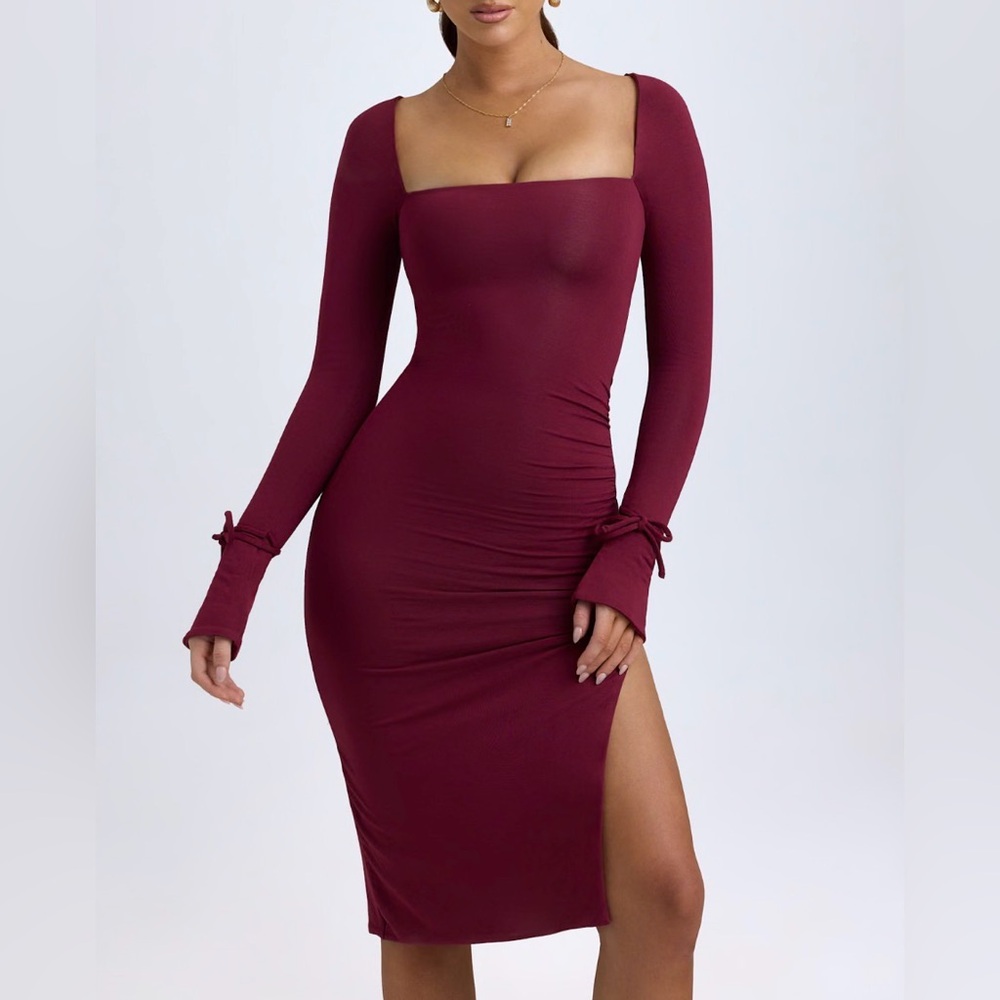 Oh Polly Modal Square-Neck Midi Dress